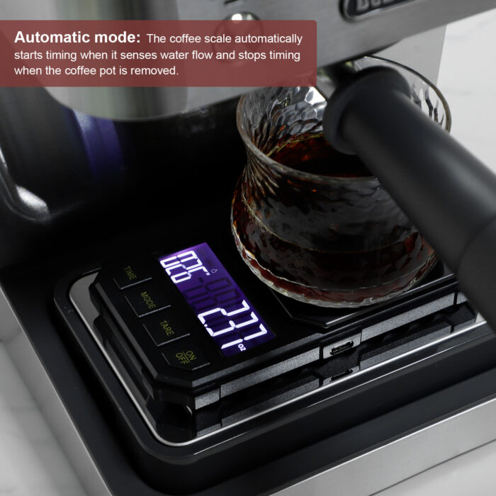 Digital Coffee Scale With Timer - 0.1g Accuracy, 4 Modes, Auto-On, Rechargeable For Espresso & Pour Over
